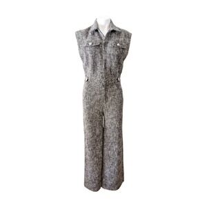 & Other‎ Stories Tweed Sleeveless Jumpsuit Wide Leg Button Front Size 4